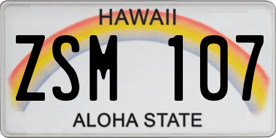 HI license plate ZSM107
