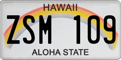 HI license plate ZSM109
