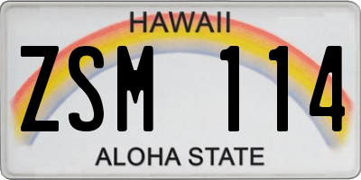 HI license plate ZSM114