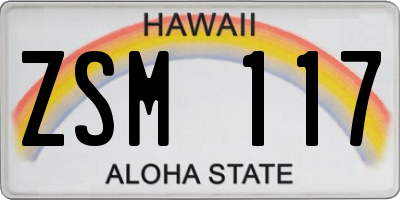 HI license plate ZSM117