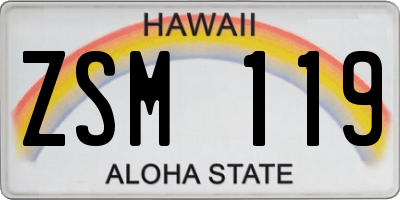 HI license plate ZSM119