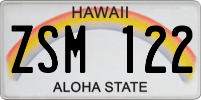 HI license plate ZSM122