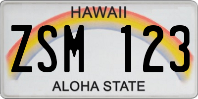 HI license plate ZSM123