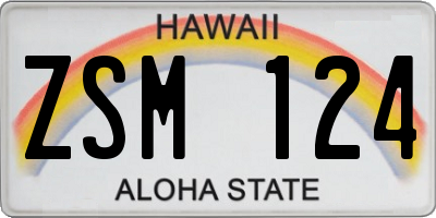 HI license plate ZSM124