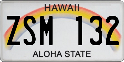 HI license plate ZSM132