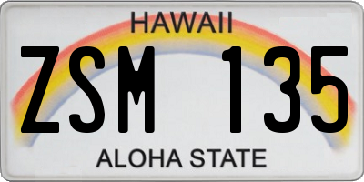 HI license plate ZSM135