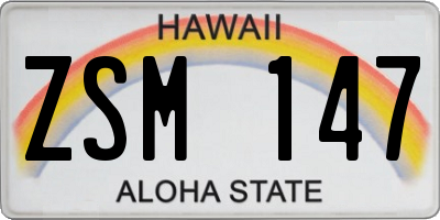 HI license plate ZSM147
