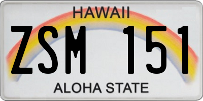 HI license plate ZSM151