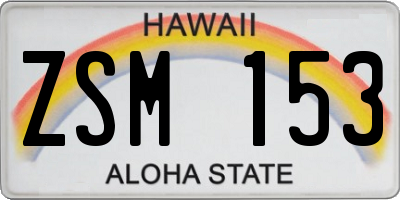 HI license plate ZSM153