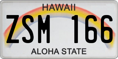 HI license plate ZSM166