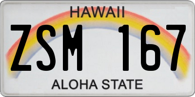 HI license plate ZSM167