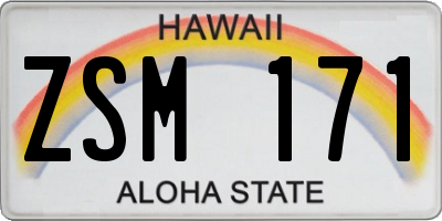 HI license plate ZSM171