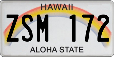 HI license plate ZSM172