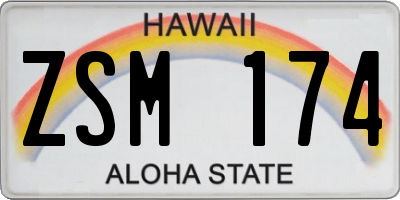 HI license plate ZSM174