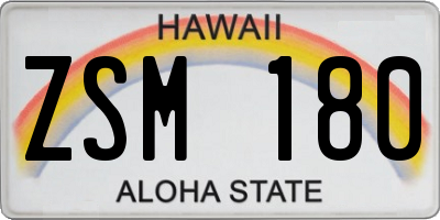 HI license plate ZSM180