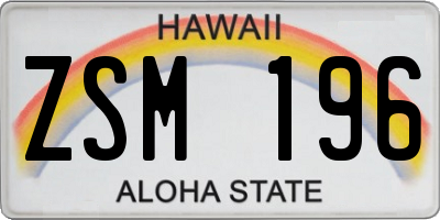 HI license plate ZSM196