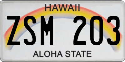 HI license plate ZSM203