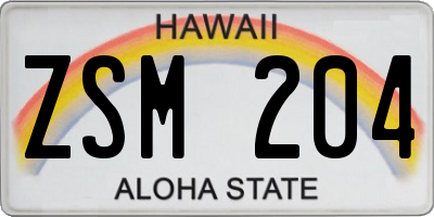 HI license plate ZSM204