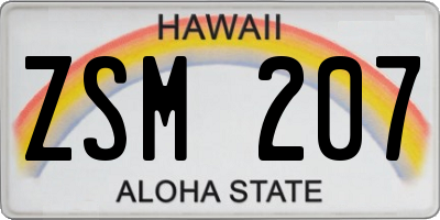 HI license plate ZSM207