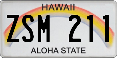 HI license plate ZSM211