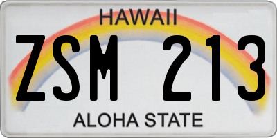 HI license plate ZSM213