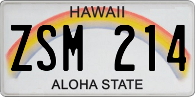 HI license plate ZSM214