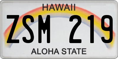 HI license plate ZSM219