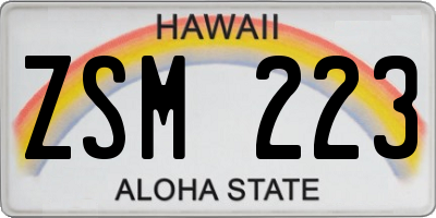 HI license plate ZSM223