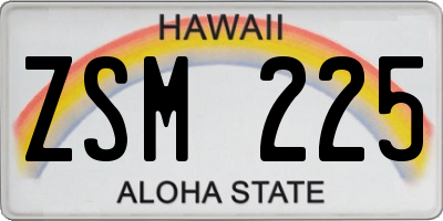 HI license plate ZSM225