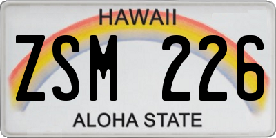 HI license plate ZSM226