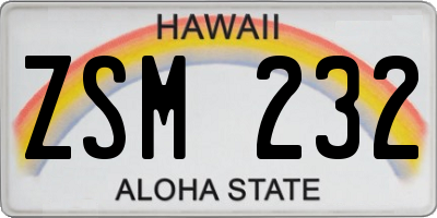 HI license plate ZSM232