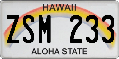 HI license plate ZSM233