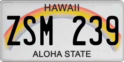 HI license plate ZSM239