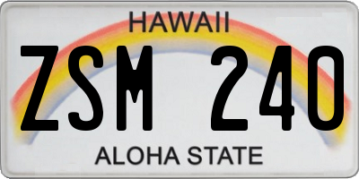 HI license plate ZSM240