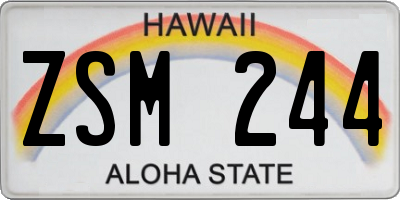 HI license plate ZSM244
