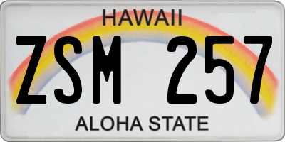 HI license plate ZSM257