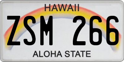 HI license plate ZSM266