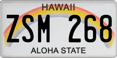 HI license plate ZSM268