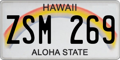 HI license plate ZSM269