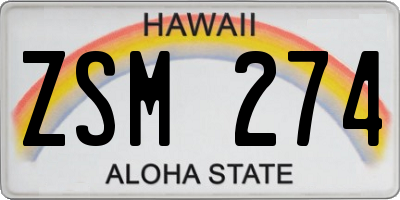 HI license plate ZSM274
