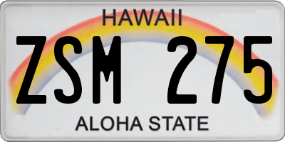 HI license plate ZSM275