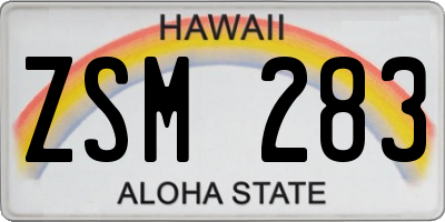 HI license plate ZSM283
