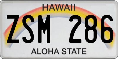 HI license plate ZSM286