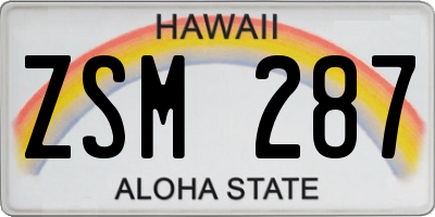 HI license plate ZSM287