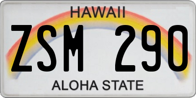 HI license plate ZSM290