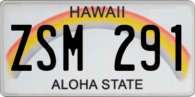 HI license plate ZSM291
