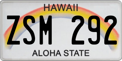 HI license plate ZSM292