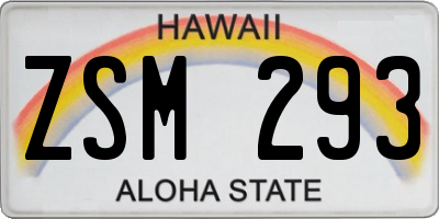 HI license plate ZSM293