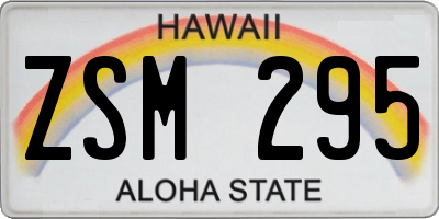 HI license plate ZSM295