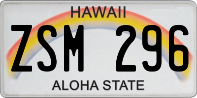 HI license plate ZSM296